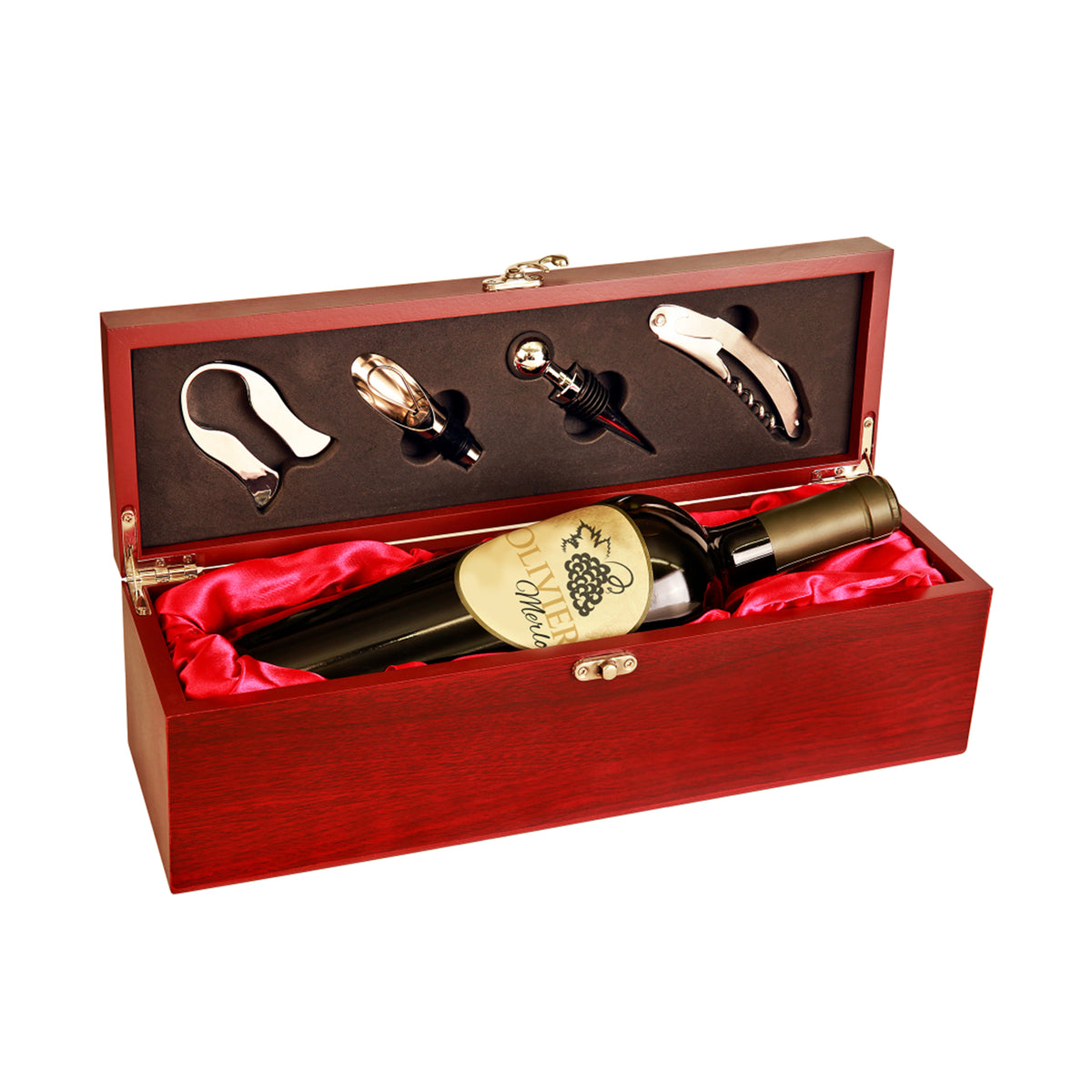 Single Bottle Rosewood Wine Box with Tools