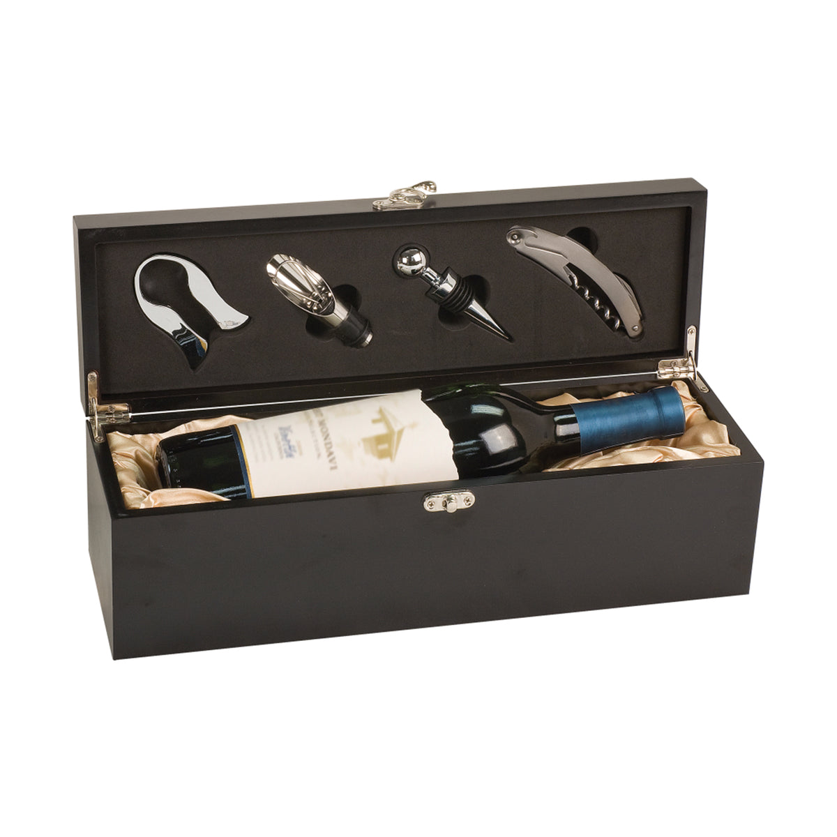 Single Bottle Black Wine Box with Tools